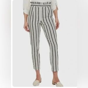 Express Ankle High Rise Striped Pants Ruffle Top Beige Stripe Women’s size 12